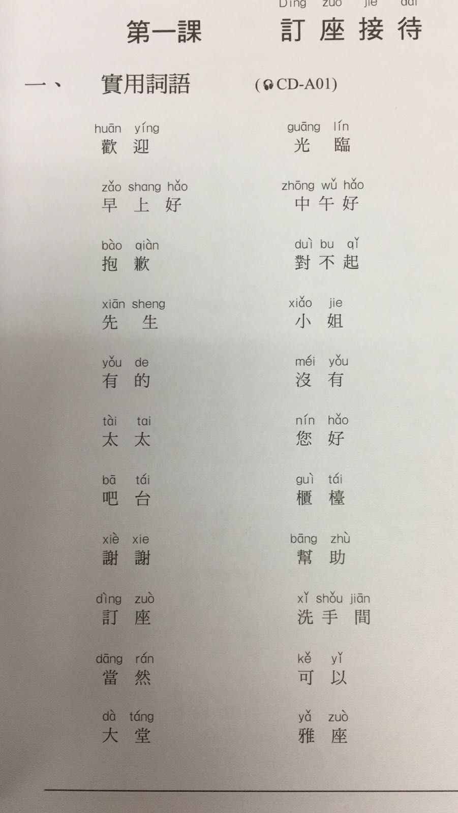酒樓餐廳– 速成普通話